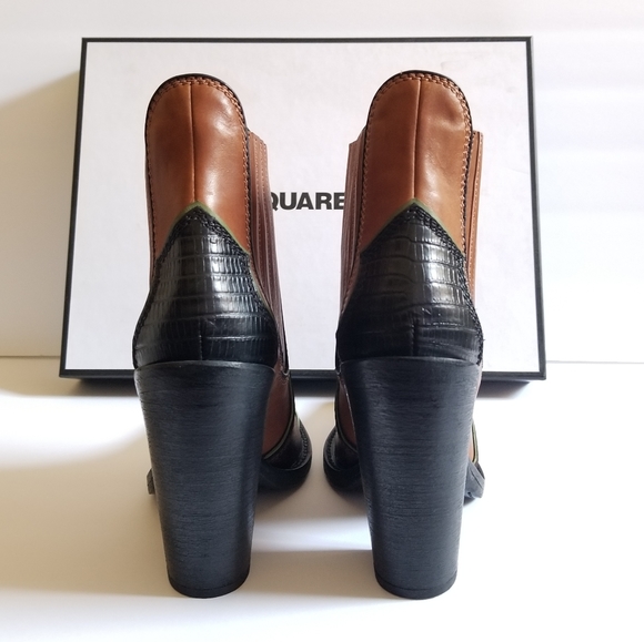 Dsquared2 Embroidered Pointed Toe Western Leather Boots Size 38 Brown Bl… - Picture 10 of 11
